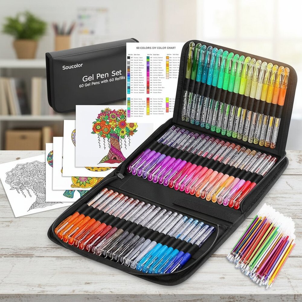 Glitter Gel Pens for Adult Coloring Books, Christmas|Birthday Gifts,